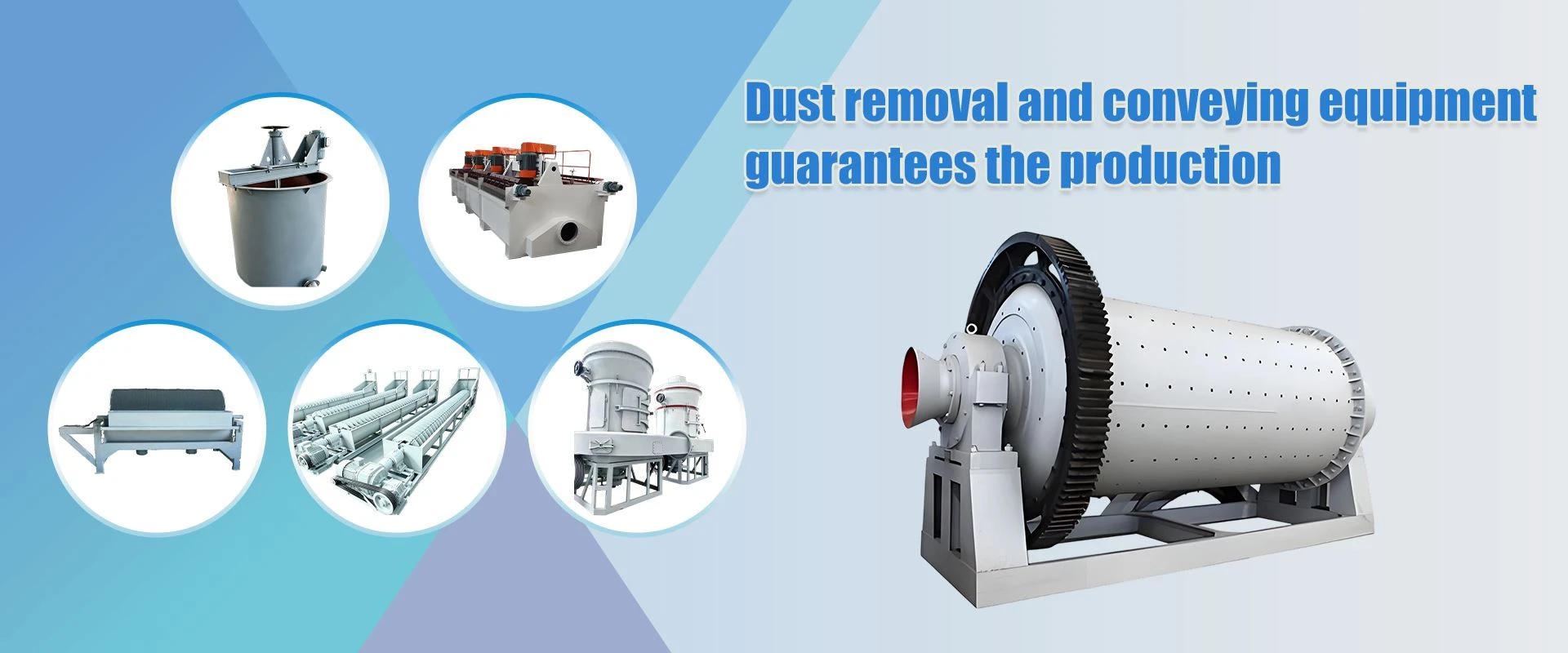 Mining ball mill and dust removal conveying machinery